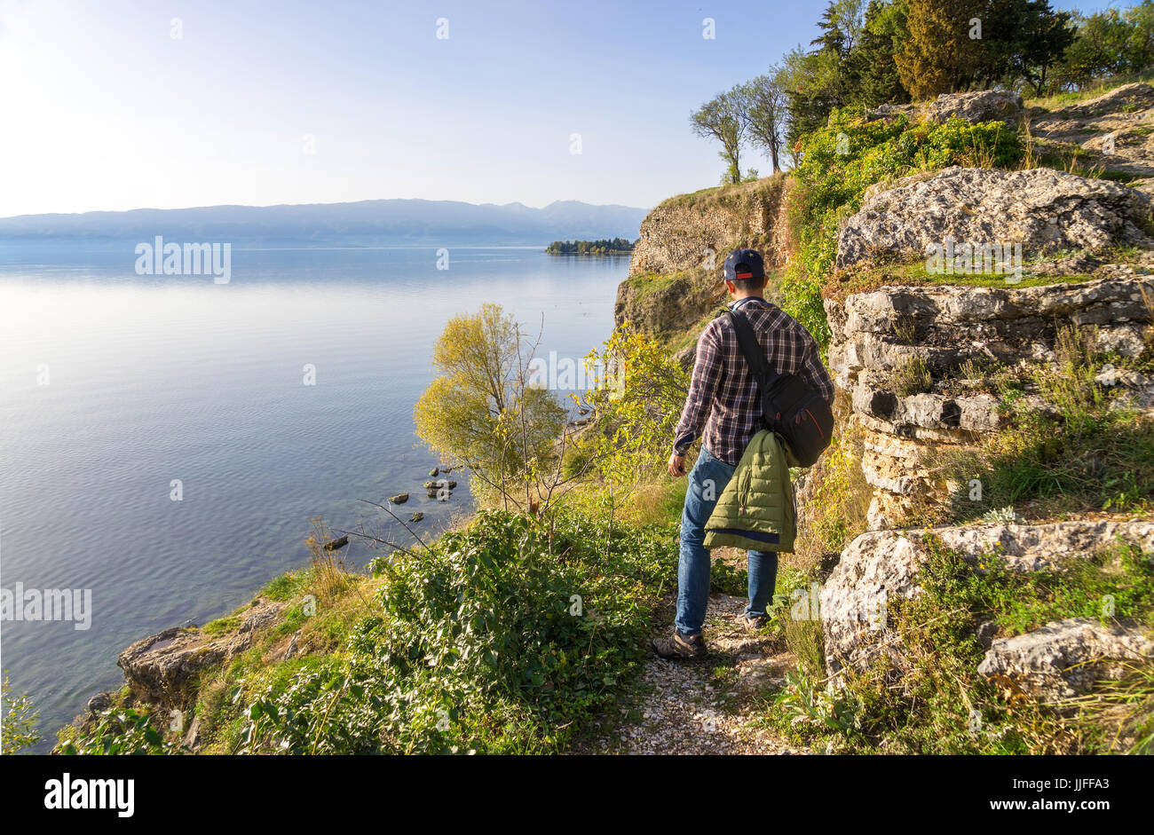 Der Rundweg um den See Ohrid, Mazedonien Stockfoto