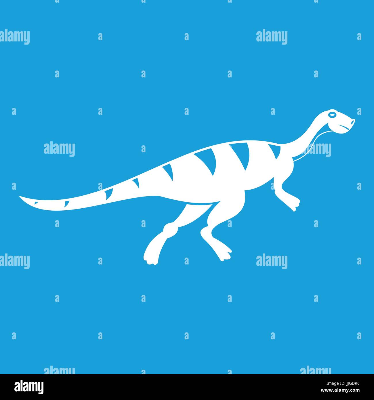 Gallimimus Dinosaurier Symbol weiß Stock Vektor