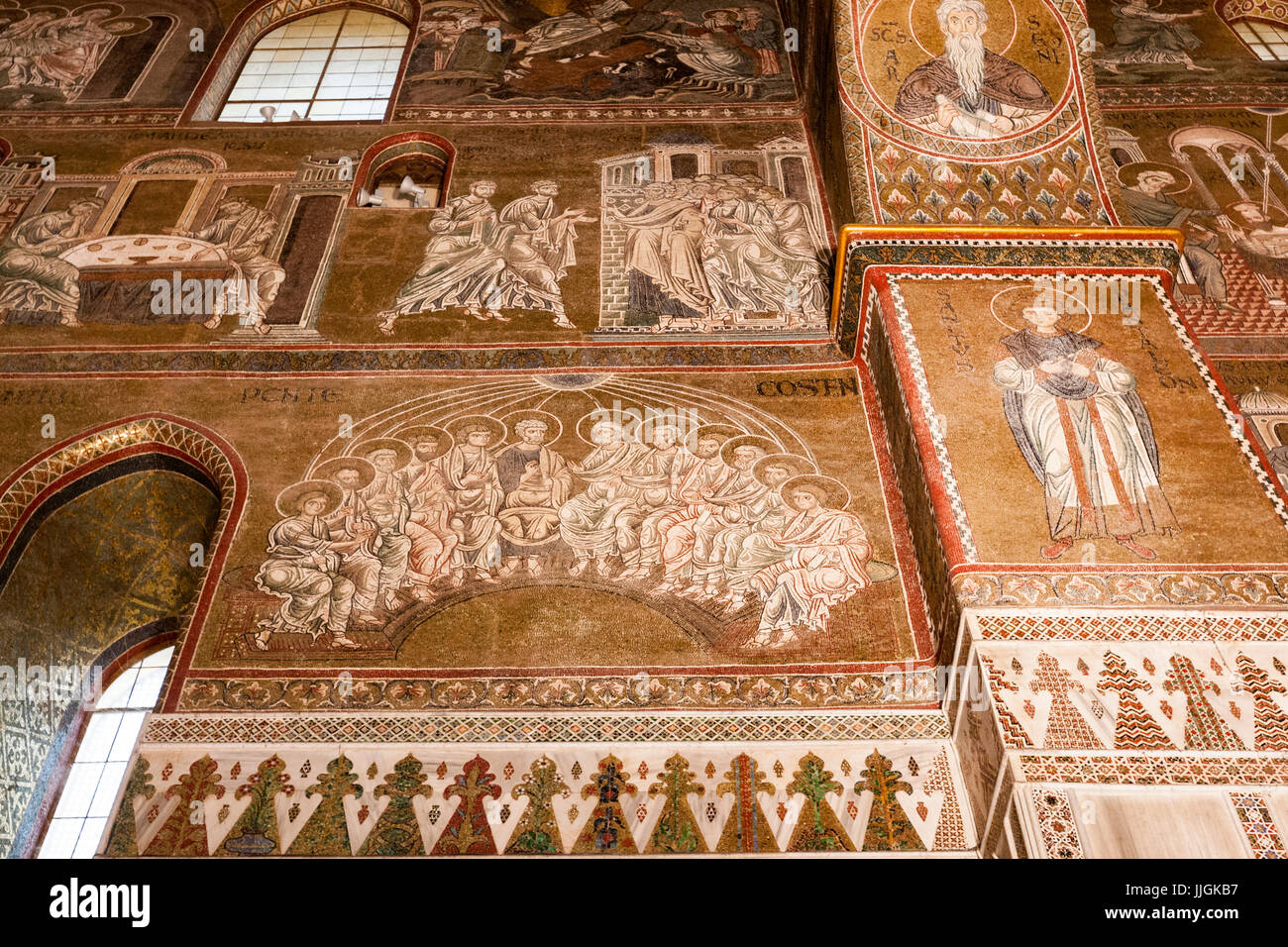 Pfingsten-Mosaiken in Monreale Kathedrale Duomo, Monreale, Sizilien, Italien Stockfoto