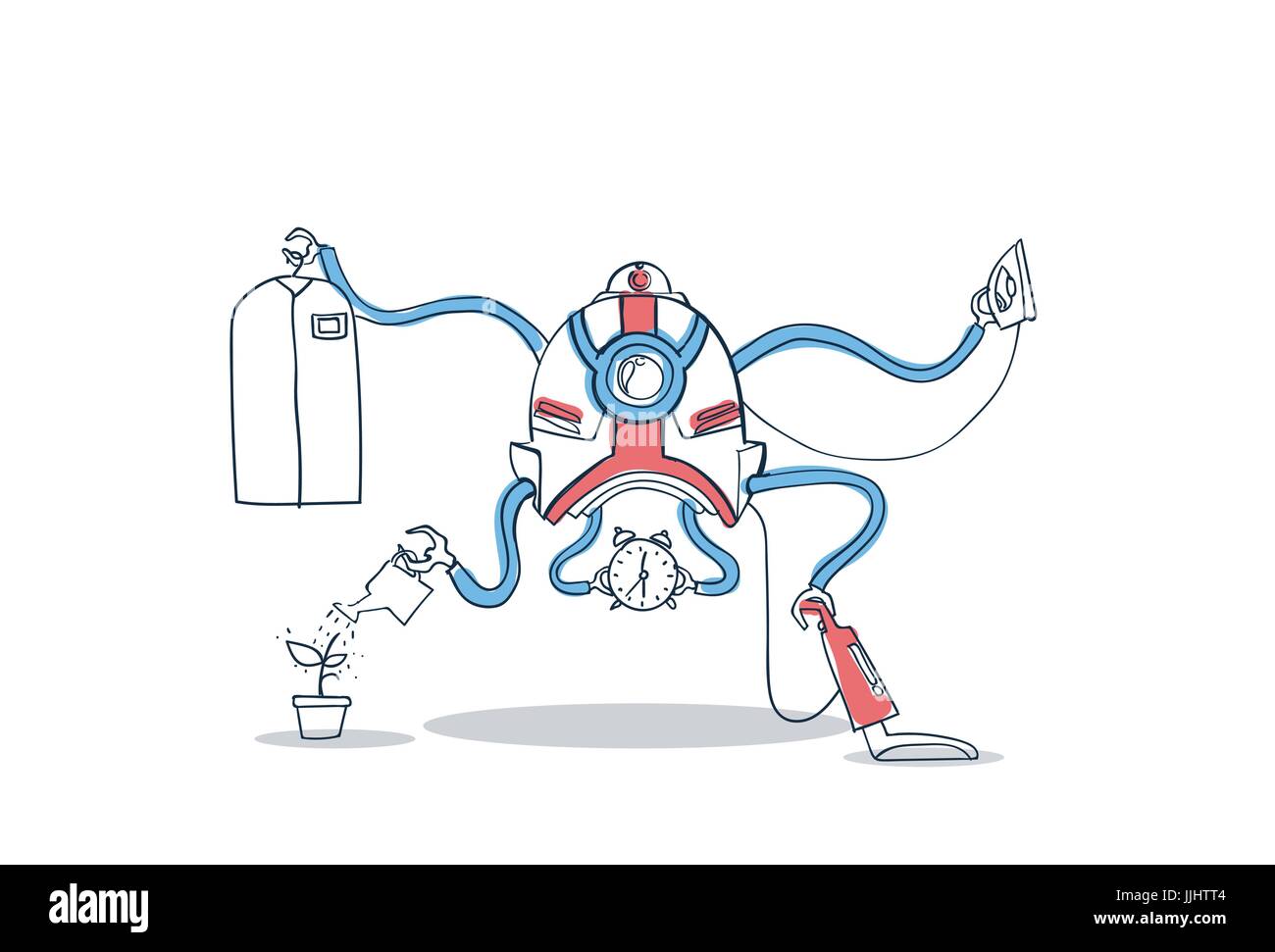 Moderne Roboter Housekeeping Technologie künstliche Intelligenz Reinigungs-Mechanismus Stock Vektor