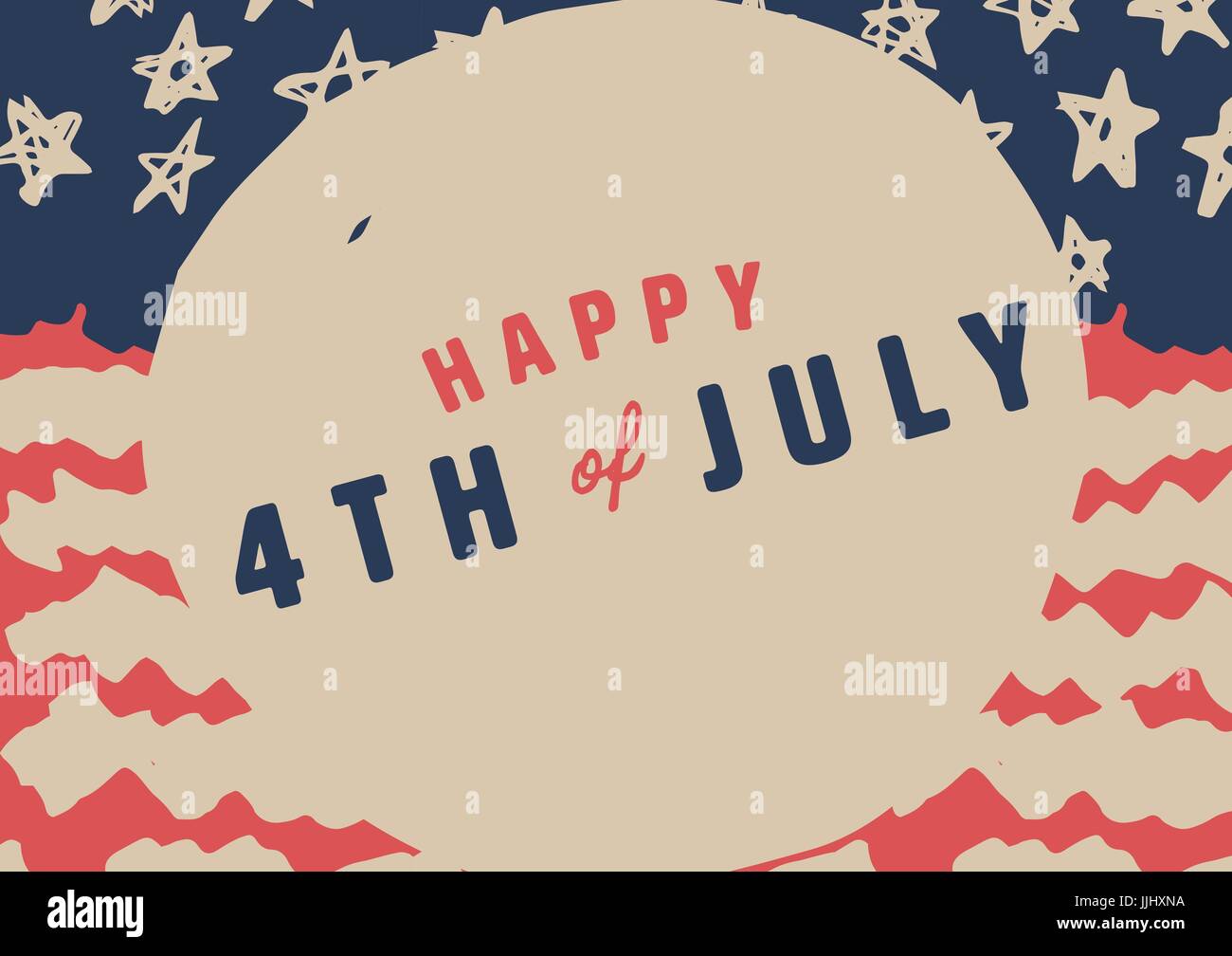 Schräge vierten Juli Grafik gegen Hand gezeichnet amerikanische Flagge Stockfoto
