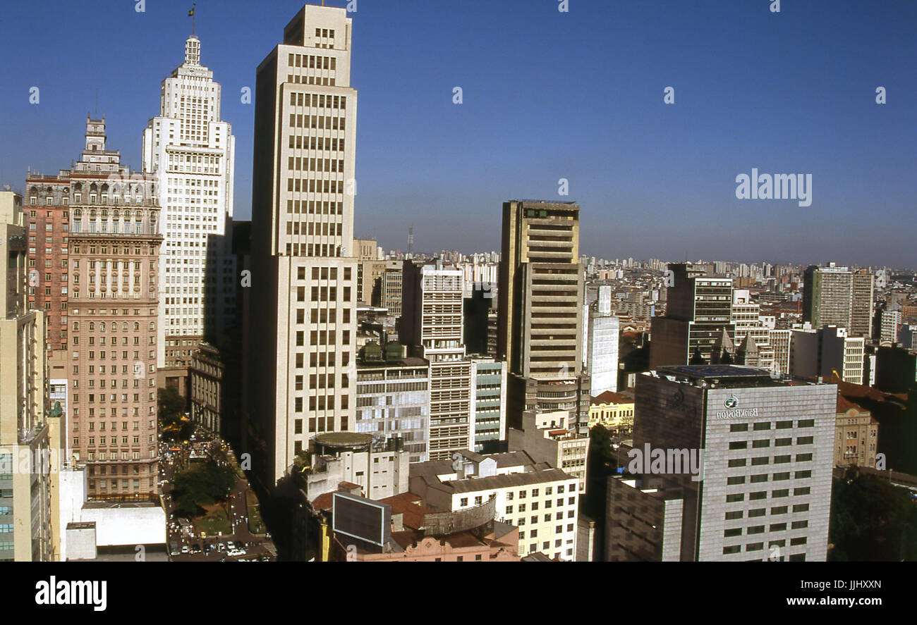 Banespa Bank; Boston Bank; Martinelli-Gebäude; Mitte; Sao Paulo; Brazilien Stockfoto