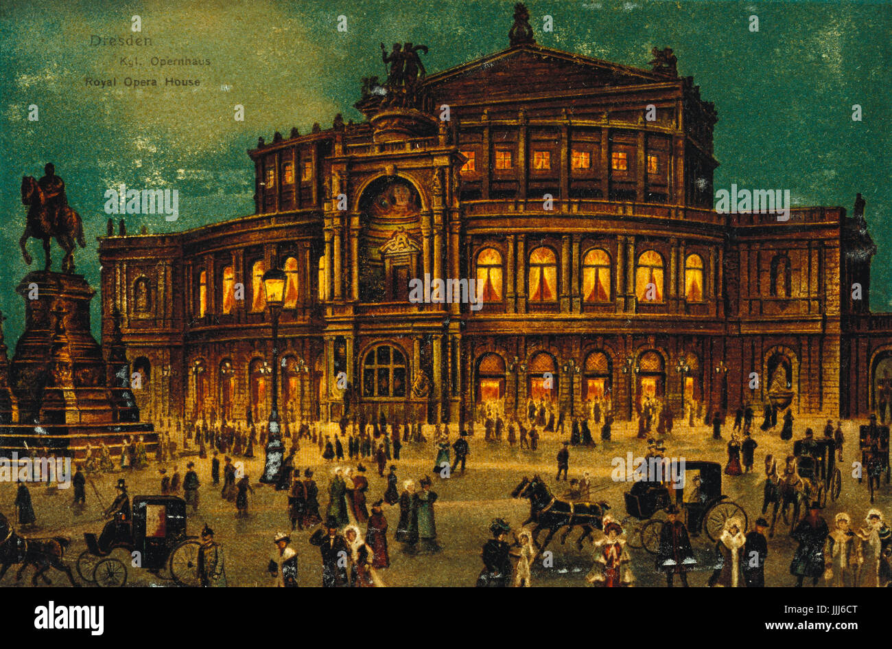 DRESDEN - Royal Opera House Nacht spät 19. Jahrhundert. Stockfoto
