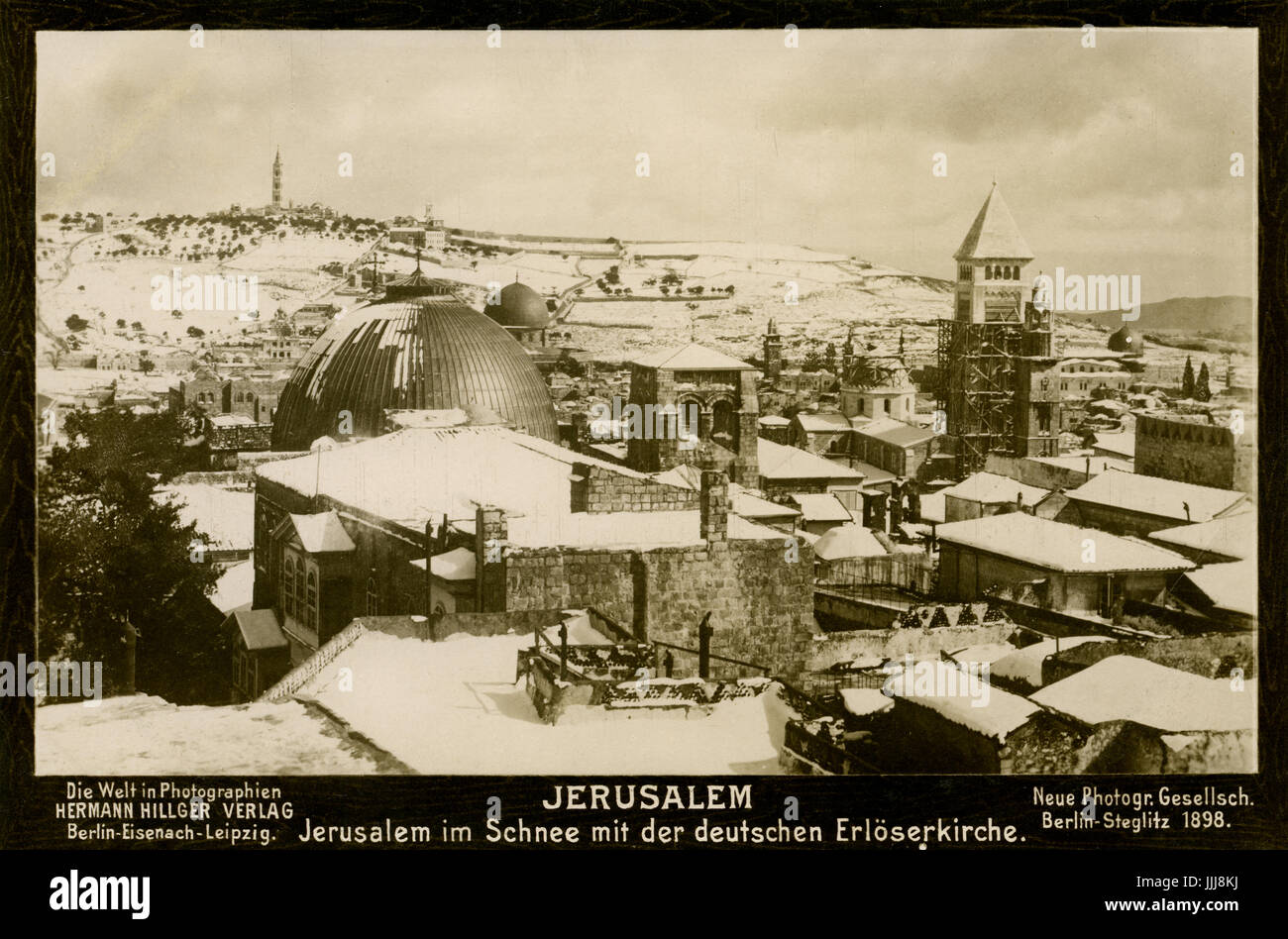 Jerusalem im Schnee, anzeigen, einschließlich der deutschen Kirche des Erlösers (Erloserkirche), 1898 Stockfoto
