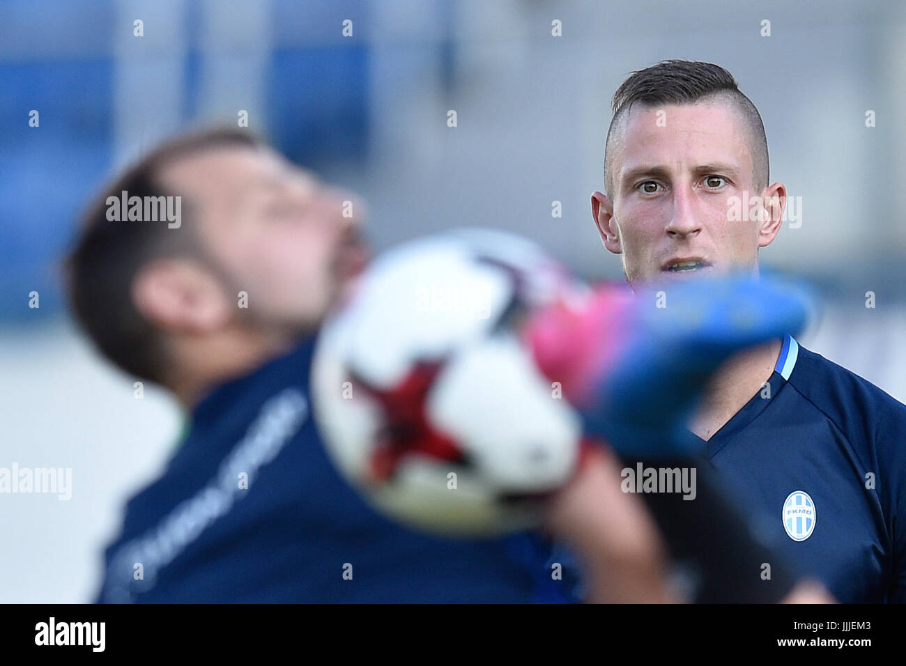 Mlada Boleslav, Tschechien. 19. Juli 2017. Fußball-Spieler Jiri Fleisman FK Mlada Boleslav in Aktion während des Trainings vor der 2. Qualifikationsrunde der Europa League Fußball, 2. Etappe Mlada Boleslav Vs Shamrock Rovers in Mlada Boleslav, Tschechien, 19. Juli 2017. Bildnachweis: Radek Petrasek/CTK Foto/Alamy Live-Nachrichten Stockfoto