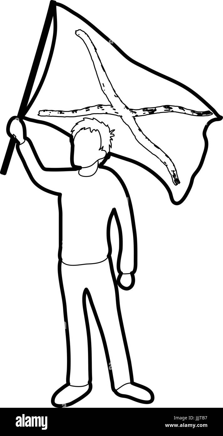 Mann-Protest-Symbol Gliederung Stock Vektor