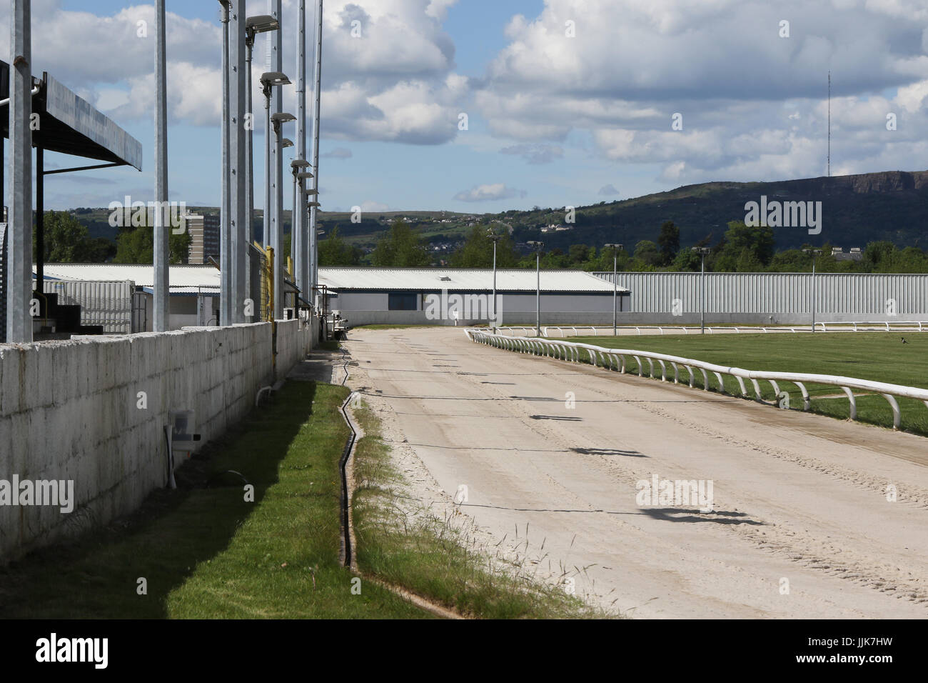 Die Strecke im Drumbo Park Greyhound Stadium, Nordirland. Stockfoto