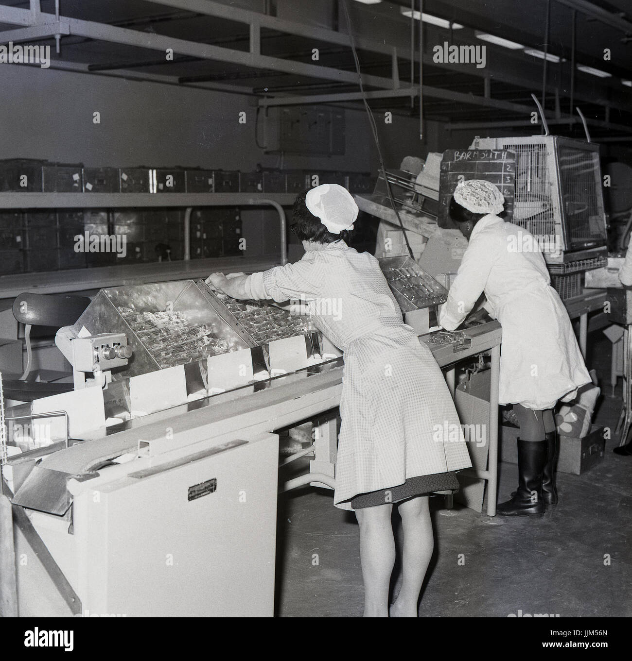 Arbeitnehmer bei der Peek-Frean Produktionsunternehmen in Bermondsey, Süd-London, England, der 1970er Jahre berühmt Frau Peek vorgekochte Christmas Puddings produziert, während WW1. Stockfoto