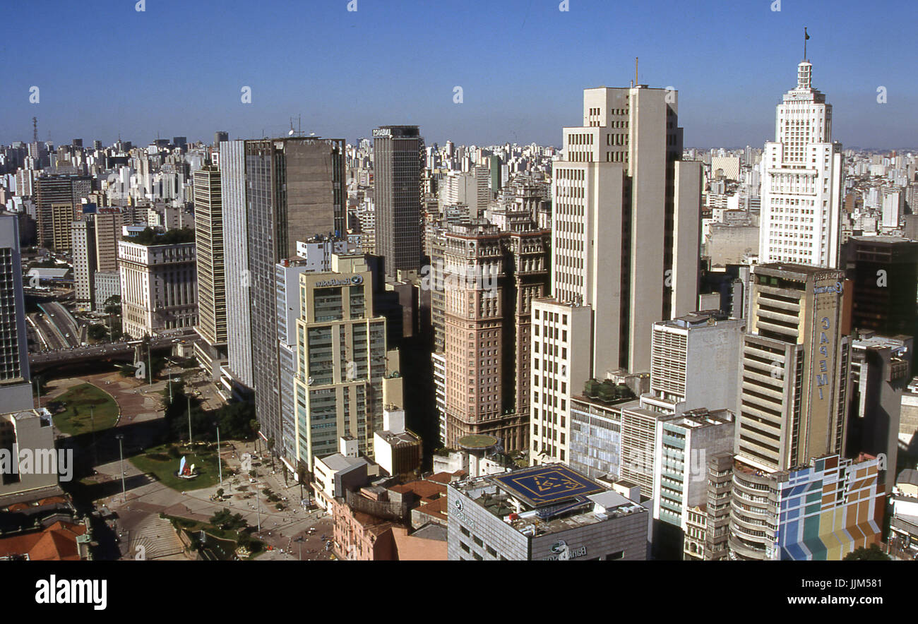 Banespa Bank; Boston Bank; Martinelli-Gebäude; Viaduto do Chá; Mitte; Sao Paulo; Brazilien Stockfoto