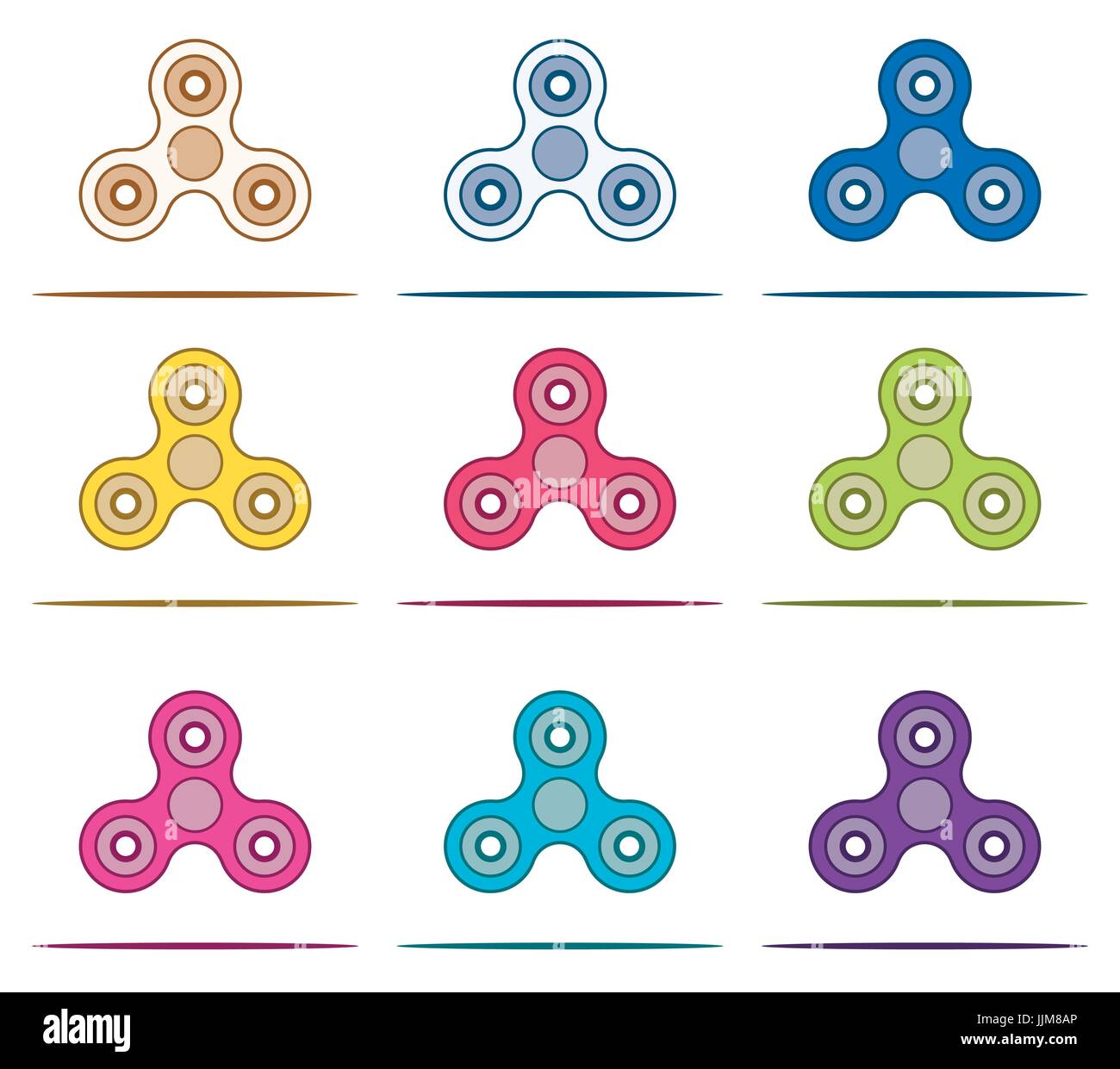 Hand-Spinner-Fidget-Set. Vektor-Illustration. Stock Vektor