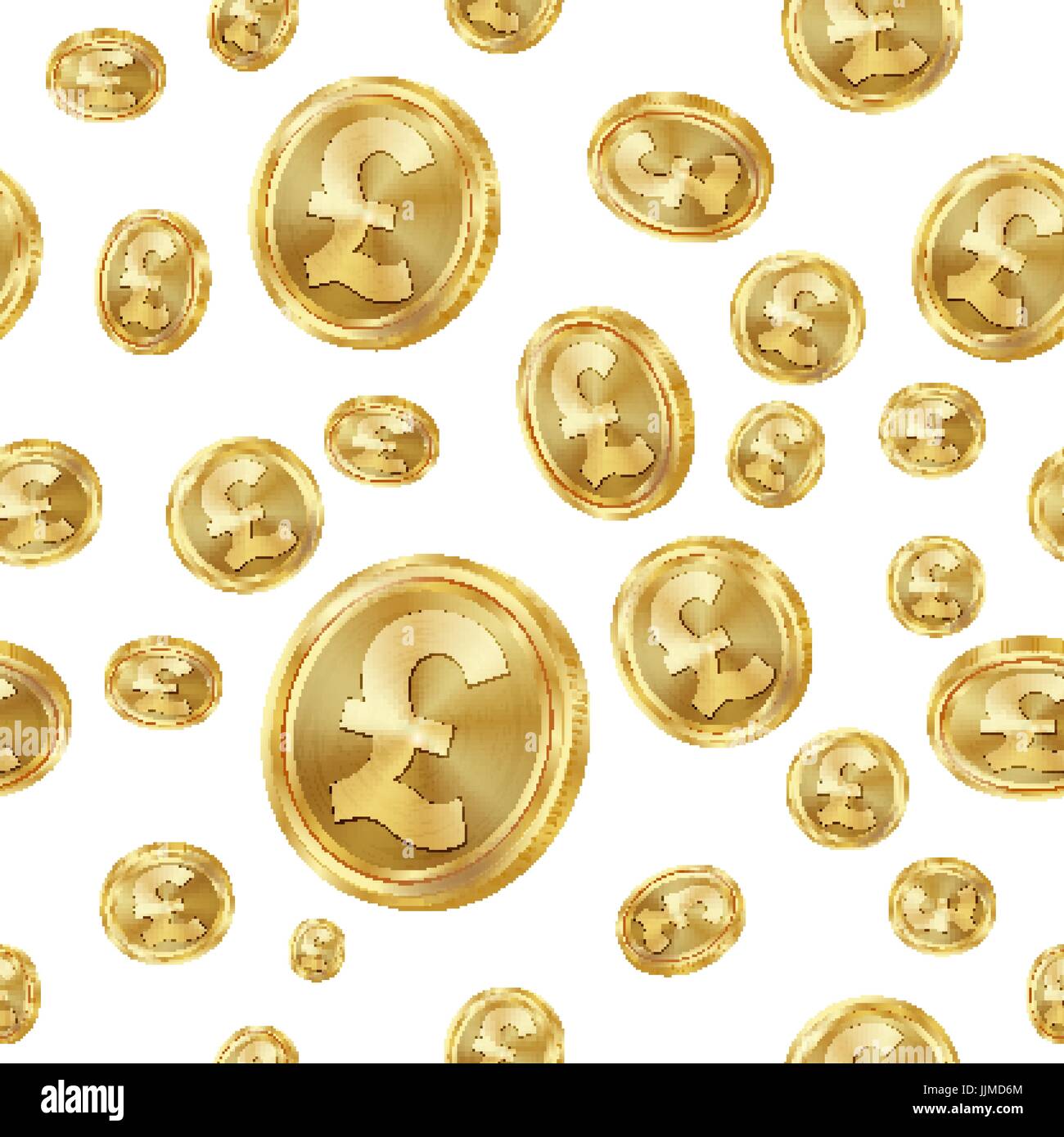 GBP Musterdesign Vektor. Gold-Münzen. Isolierte Hintergrund. Goldene Finance Banking Textur. Stock Vektor