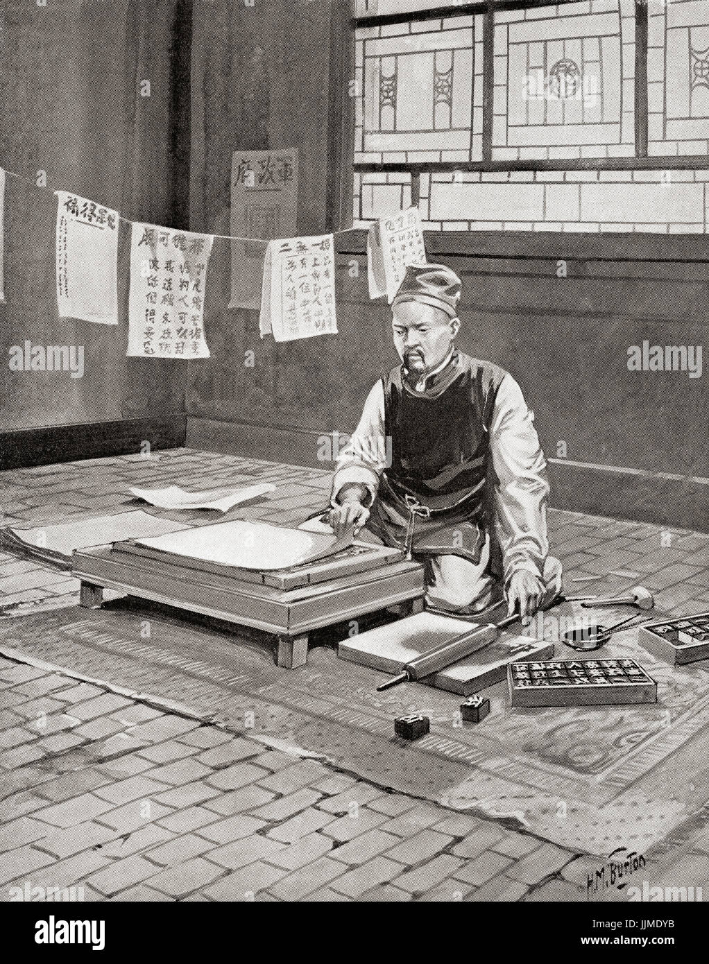 Bì Shēng, 990-1051.  Chinesische Erfinder des ersten Buchdruck-Technologie der Welt.   Hutchinson Geschichte der Nationen veröffentlichte 1915. Stockfoto