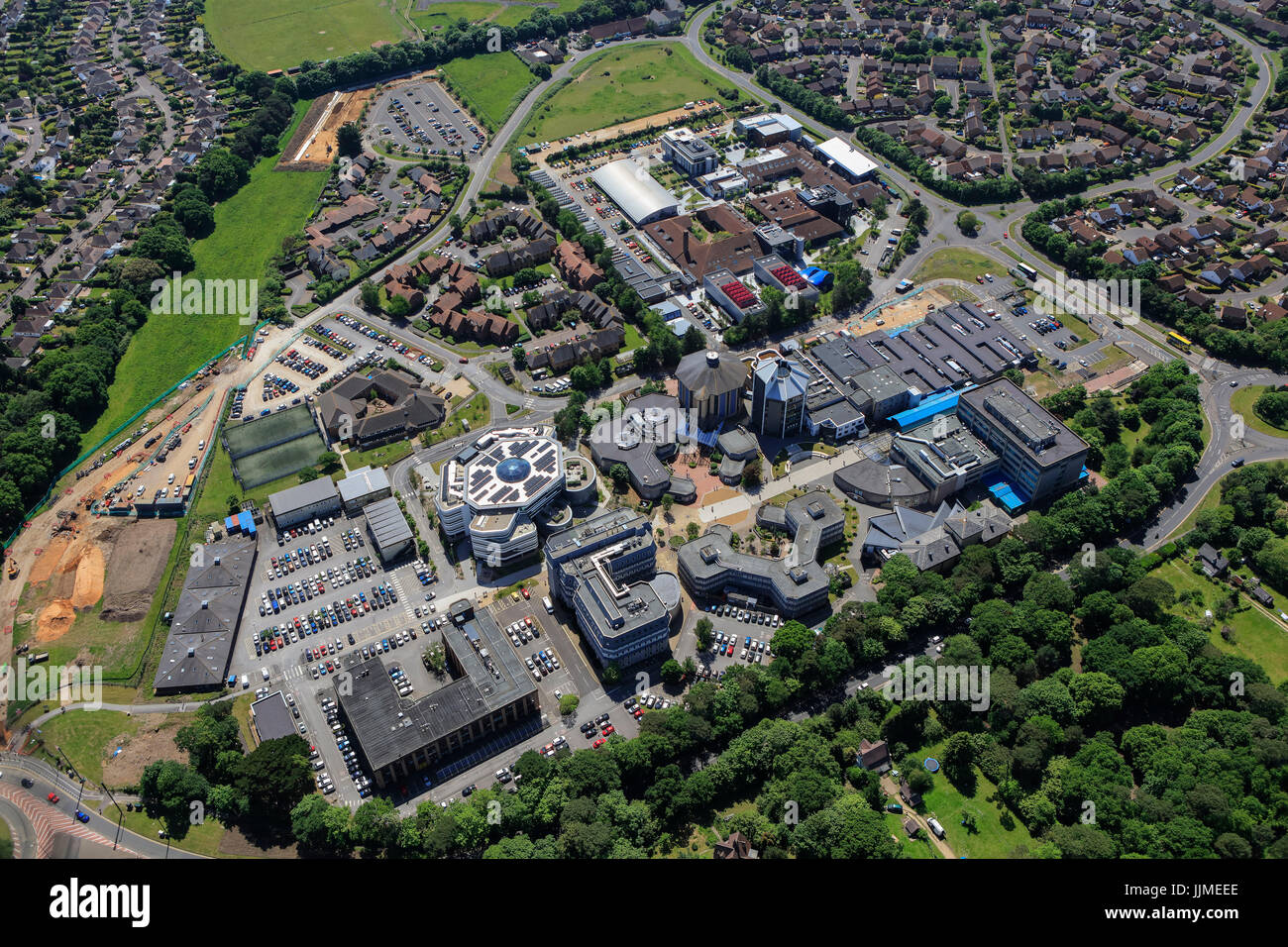 Eine Luftaufnahme der Bournemouth University Talbot Campus Stockfoto