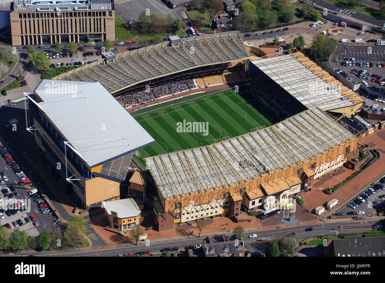 Eine Luftaufnahme des Molineux-Stadion, Heimat des Wolverhampton Wanderers FC Stockfoto