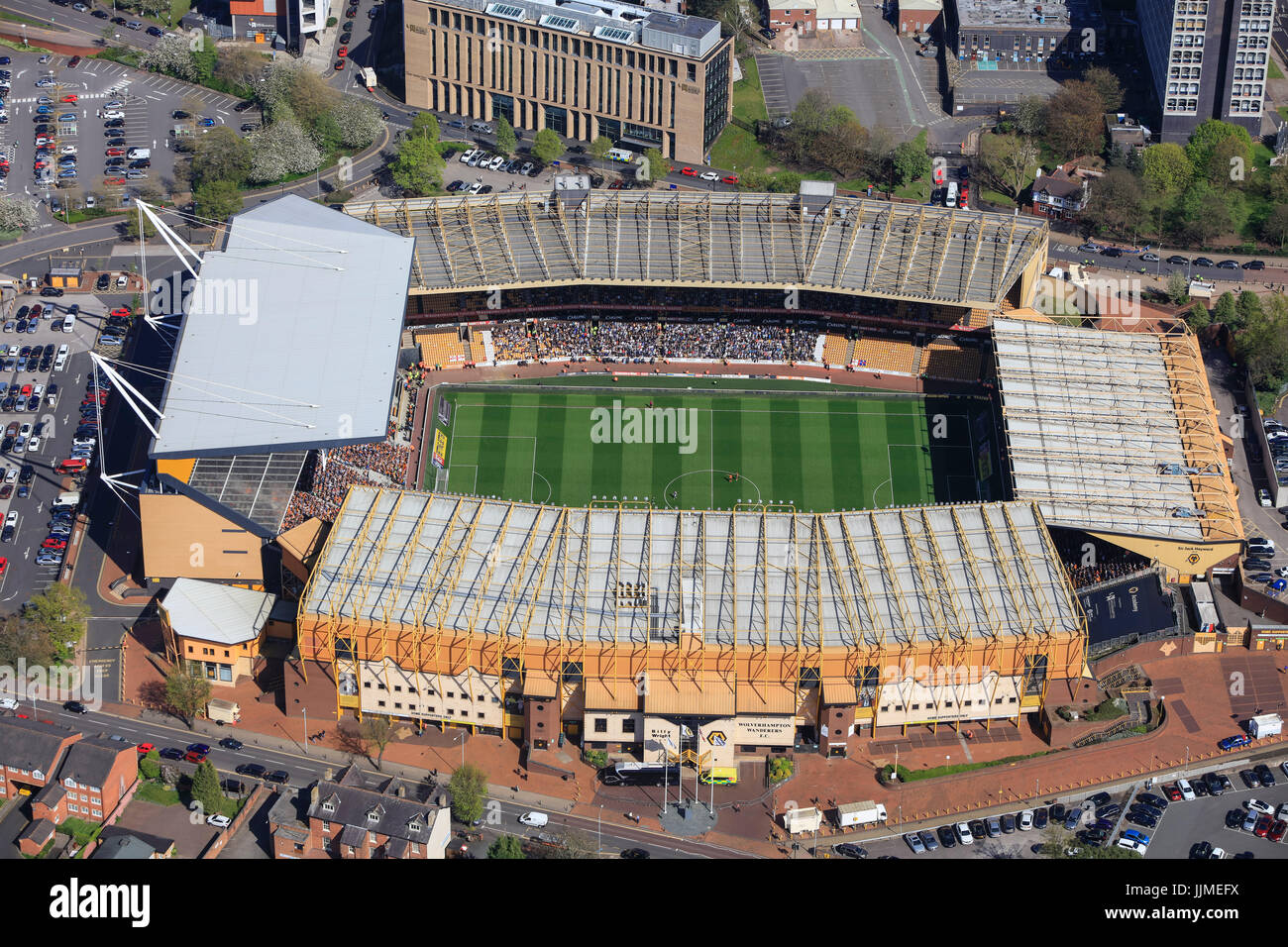 Eine Luftaufnahme des Molineux-Stadion, Heimat des Wolverhampton Wanderers FC Stockfoto