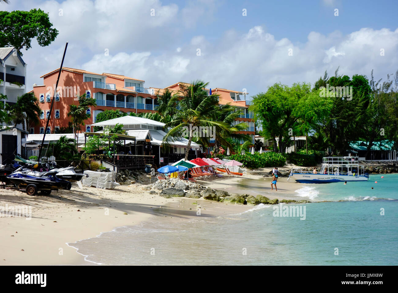 Strand und Küste, Holetown, Barbados, West Indies Stockfoto