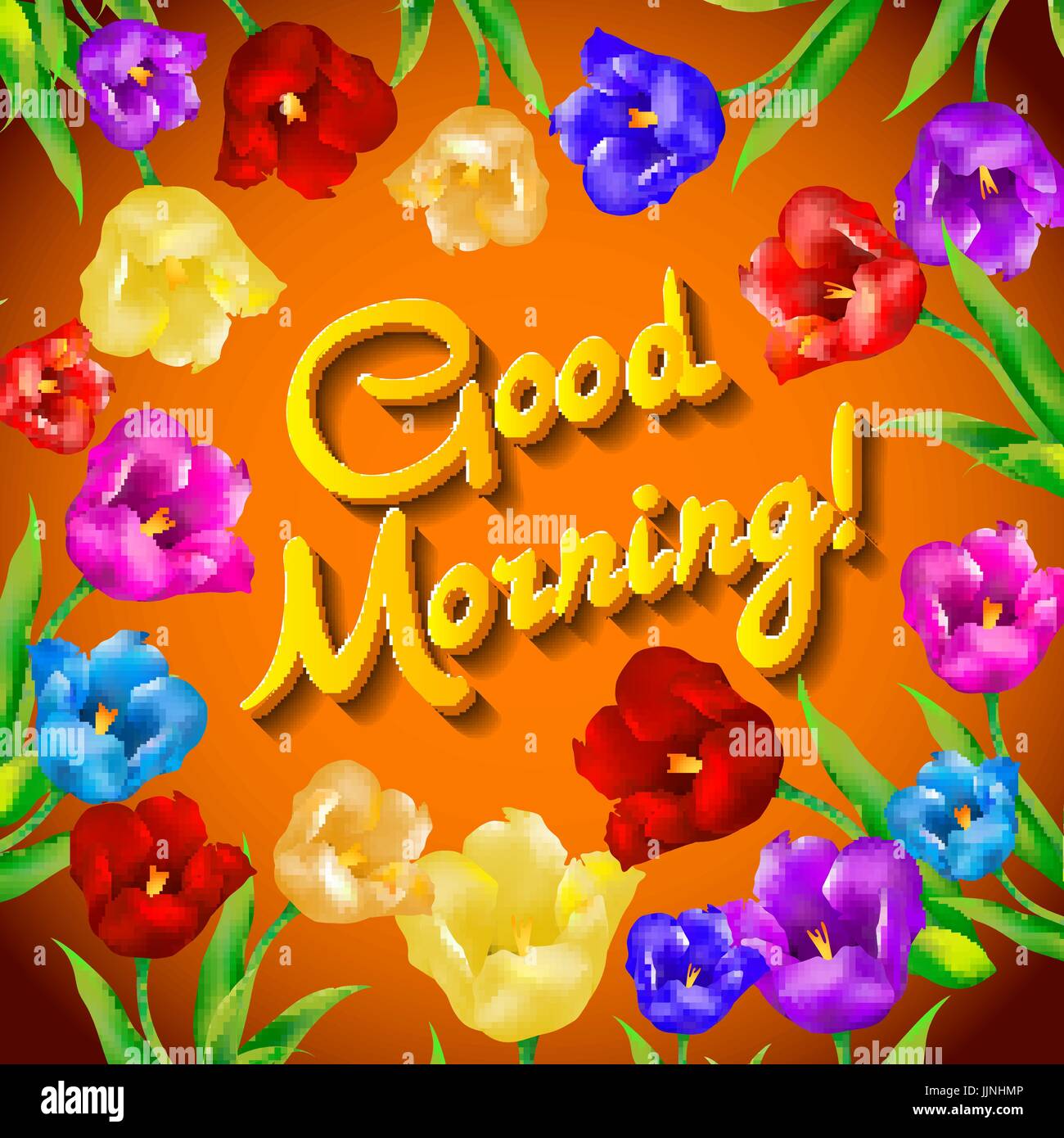 Guten VektorIllustration. Blume Tulpe. orangem Hintergrund