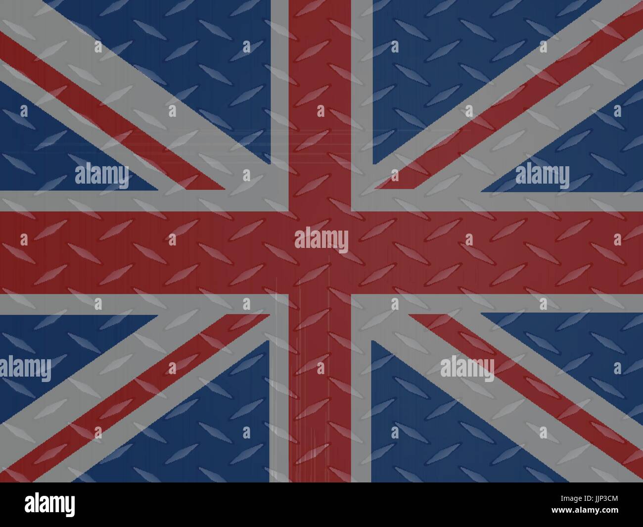 Großbritannien Union Jack-Flagge über metallische Diamant-Platte Stock Vektor