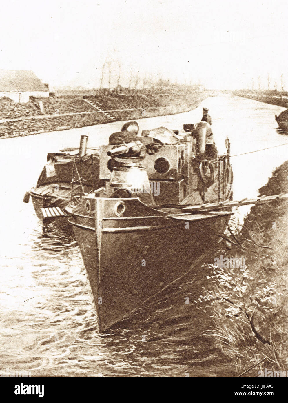 Bewaffneten Kanalboot, Flandern, Belgien, 1915 Stockfoto