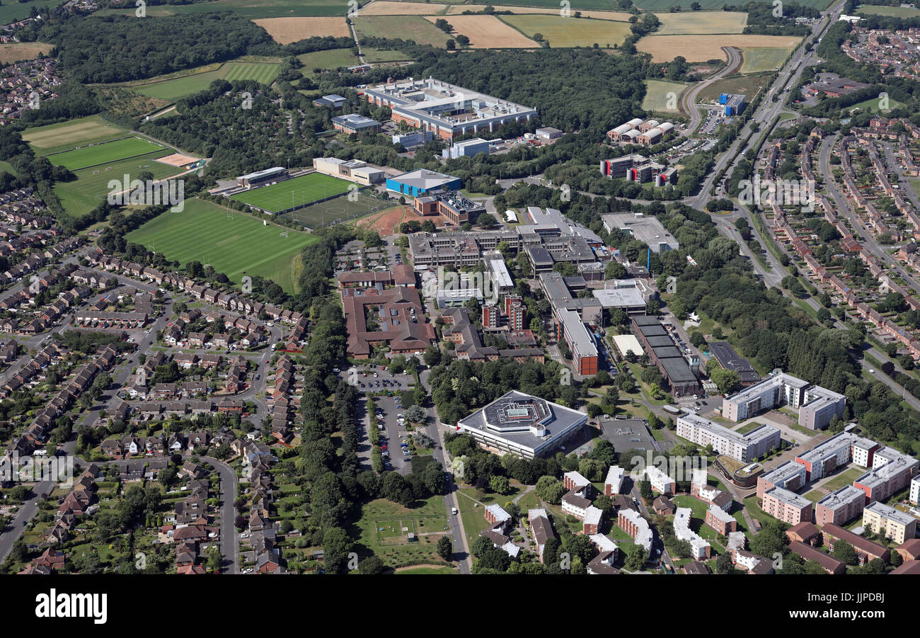 Luftaufnahme der Universität Loughborough, Leicestershire, UK Stockfoto