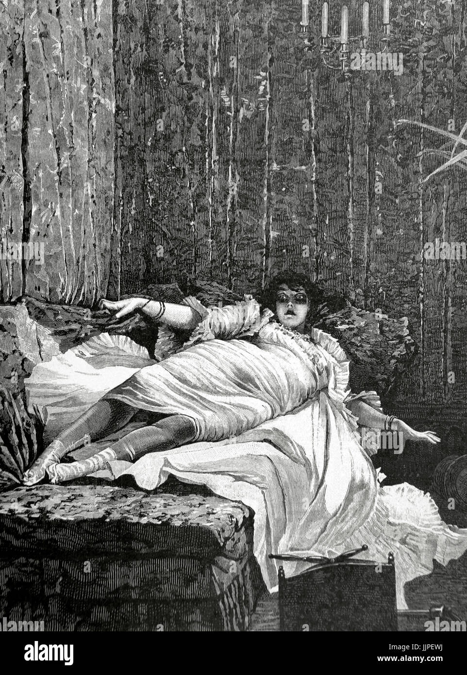 Messalina (25-48). Frau des römischen Kaisers Claudius. Kupferstich von Barberis. Die iberischen Illustration, 1888. Stockfoto