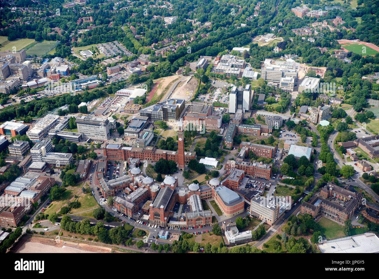 Eine Luftaufnahme der University of Birmingham, West Midlands, UK Stockfoto