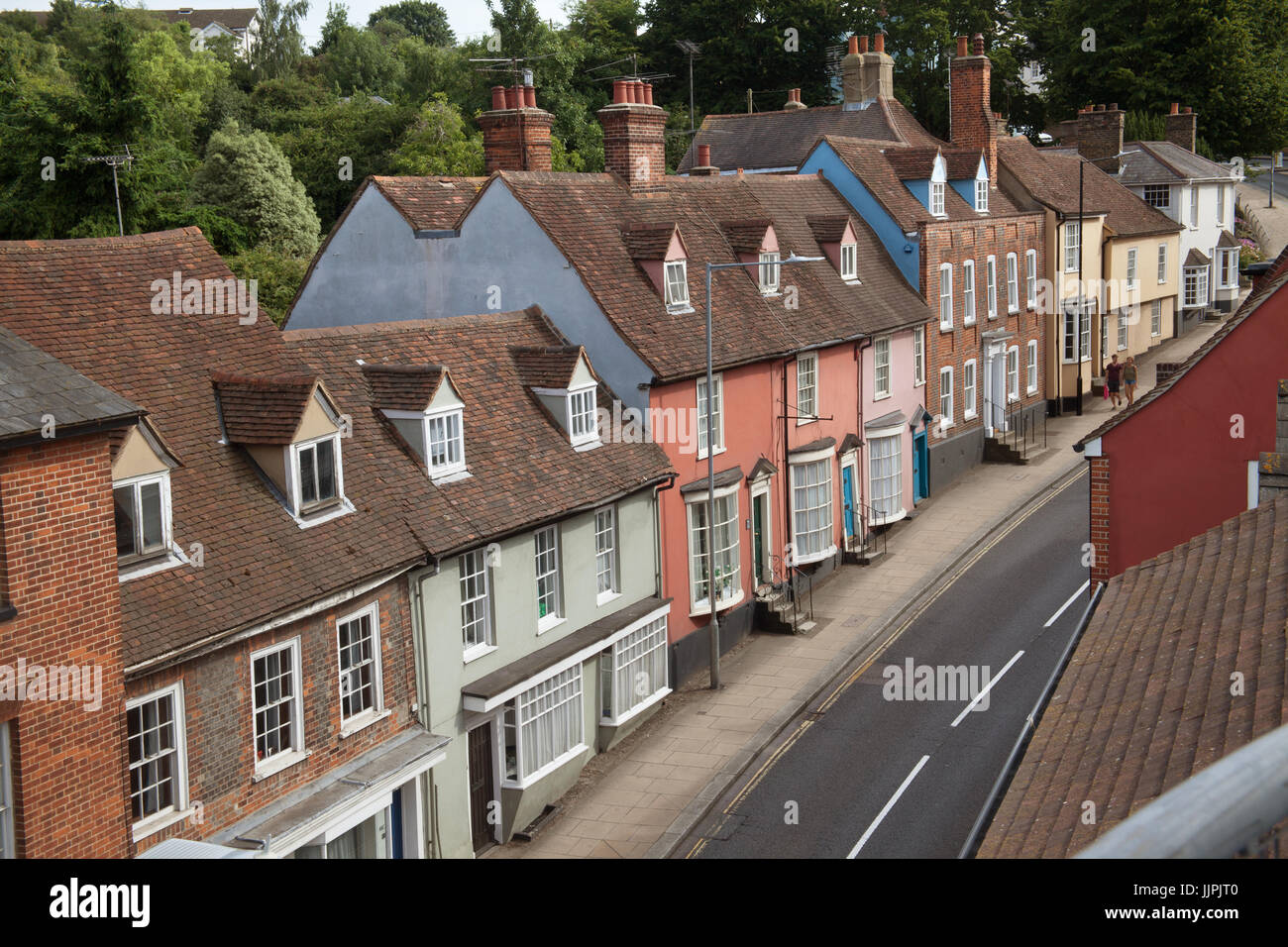 Markt-Hügel einer mittelalterlichen Straße in Maldon Essex England Stockfoto