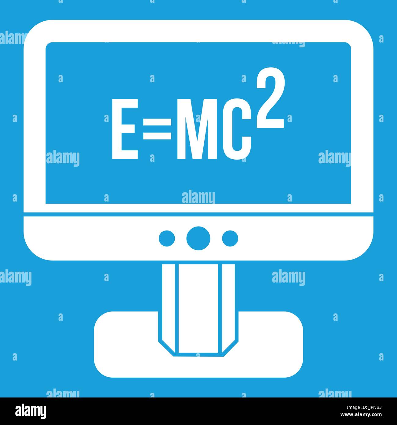 Monitor mit Einstein Formel Symbol weiß Stock Vektor