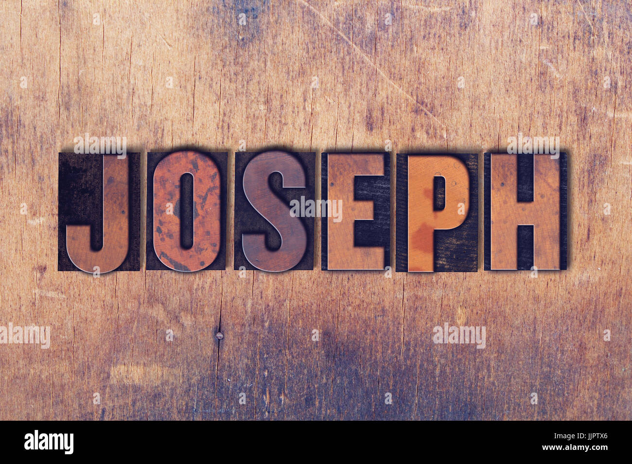 Der Name Joseph Konzept Und Thema In Vintage Holz Buchdruck Typ Auf Grunge Hintergrund Geschrieben Stockfotografie Alamy