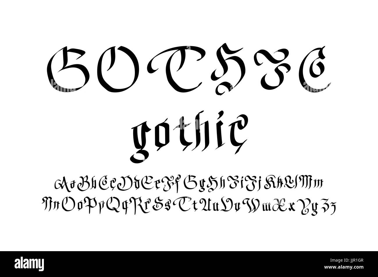 Moderne gotische Schrift. Gotischer Schrift Kunst Vektor Stock