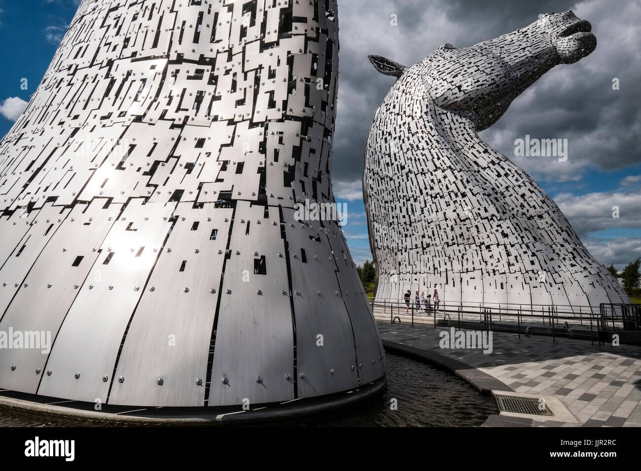 Die Kelpies Skulpturen im Helix Park, Falkirk, Schottland, Großbritannien. Stockfoto