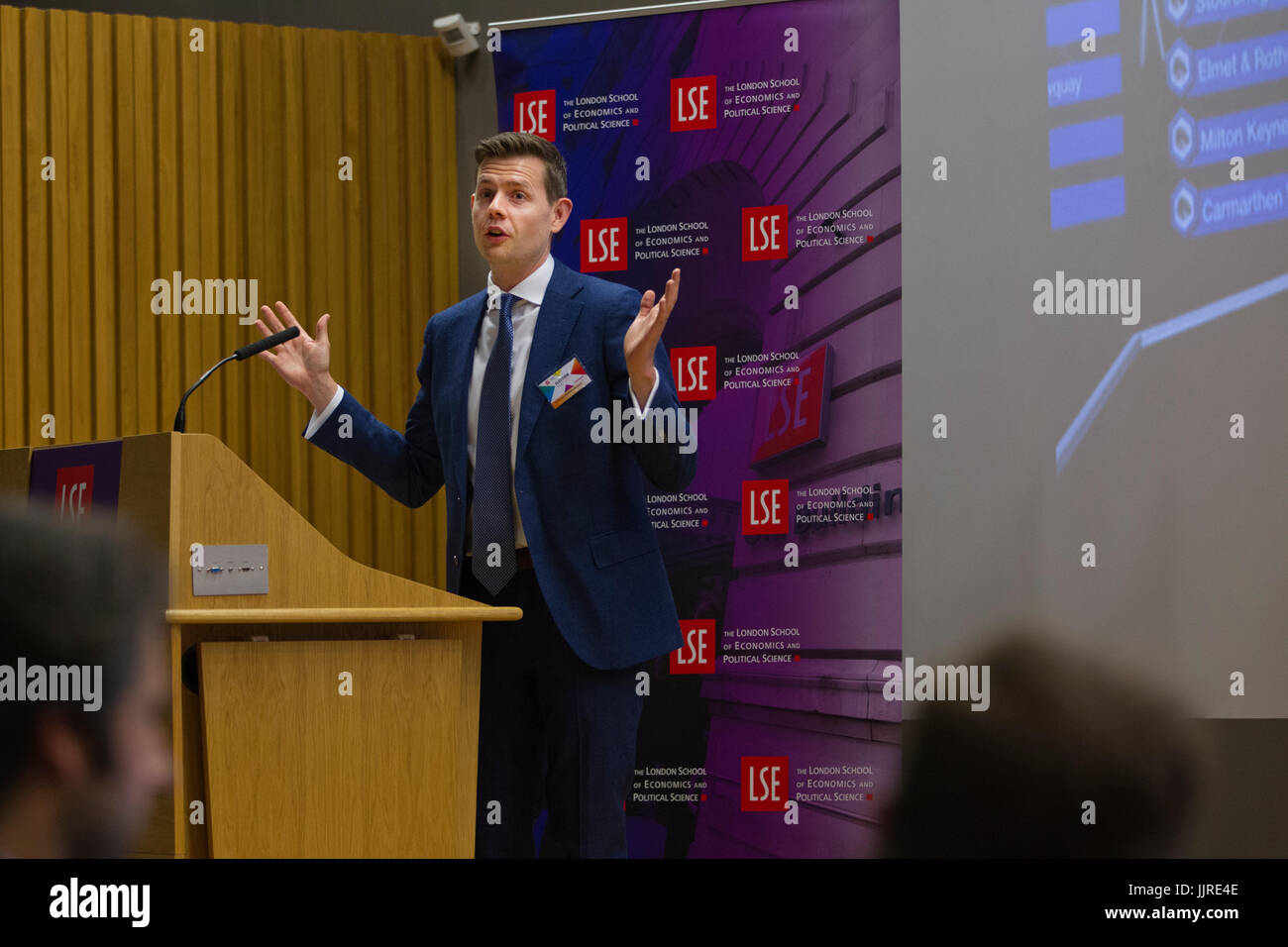 Professor Matthew Goodwin anlässlich der London School of Economics und Political Science, Wahl-Party-Nacht 2017, London, England, UK Stockfoto