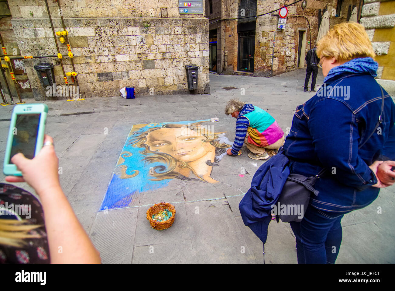 Maler-Straßenkunst in Siena, Toskana, Italien Stockfoto