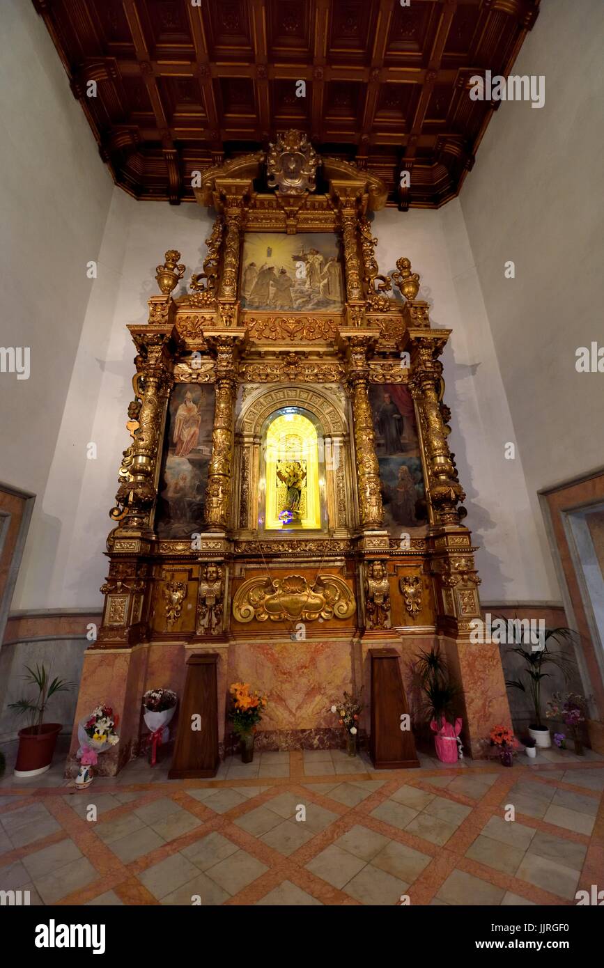 Heiligtum der Jungfrau von El Toro Innenaufnahmen der Kirche auf Monte Toro Menorca Spanien Stockfoto