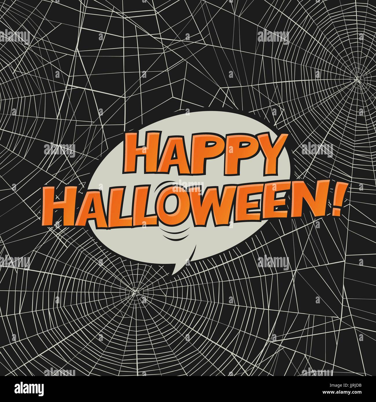 Halloween-Vektor-Postkarte. Spinnennetz und Grüße. Vektorgrafiken. Stock Vektor