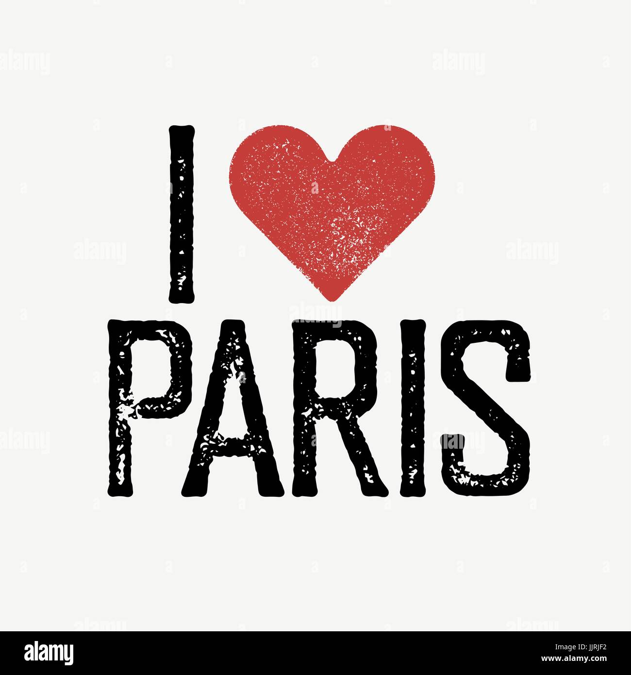 "I love Paris" Text mit roten Herzen. TShirtprint DesignVorlage