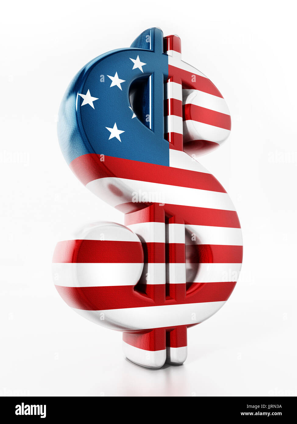 Dollarzeichen amerikanische Flagge Textur zugeordnet. 3D Illustration. Stockfoto