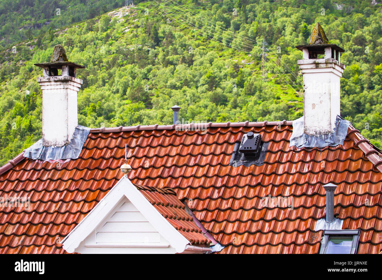 Traditionelle Norwegische Haus Dach Bergen Norwegen Stockfoto