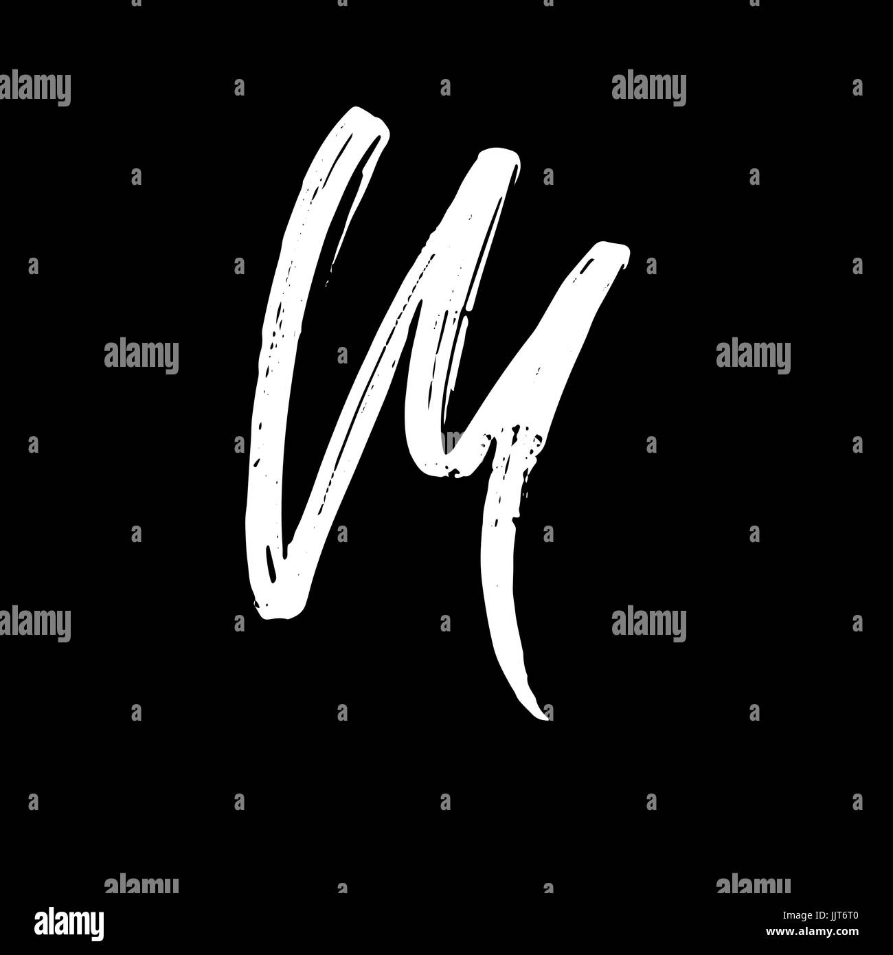 Brief M. Handwritten von trockenen Pinsel. Grobe Striche Schriftart. Vektor-Illustration. Grunge-Stil-alphabet Stock Vektor