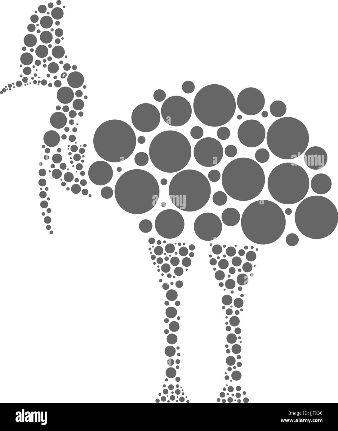 Kasuar isoliert auf weißem Hintergrund. Umriss-flach-Stil. Tropischer Vogel Stock Vektor