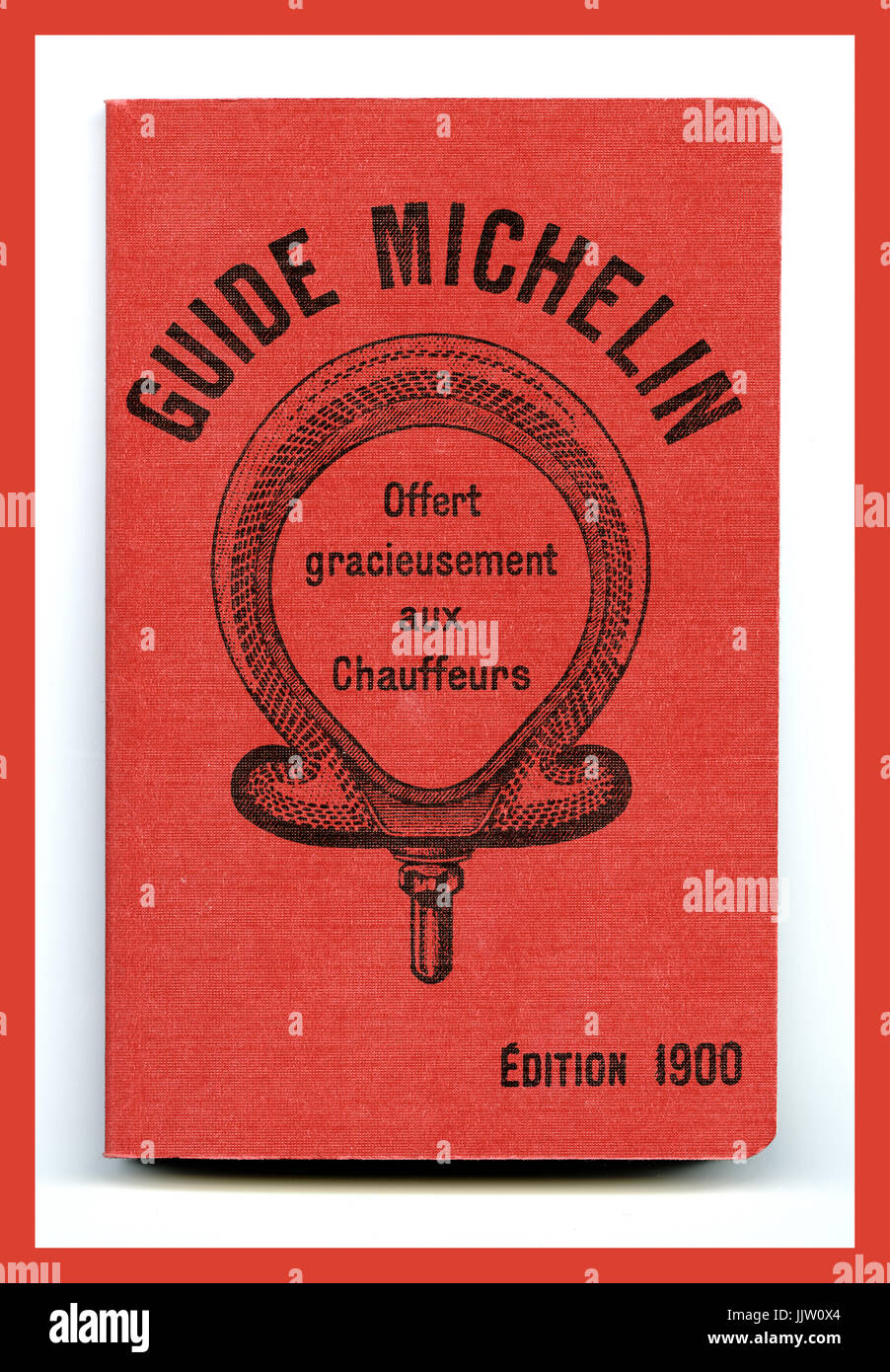 Der erste MICHELIN-Führer, sie entstand durch die Brüder Michelin in 1900 und 35.000 Exemplare, wurden gedruckt, für die Weltausstellung in Paris Frankreich "Offertanfrage Gracieusement Aux Chauffeure / Reimpression du premier Guide rouge" Paris Frankreich Stockfoto