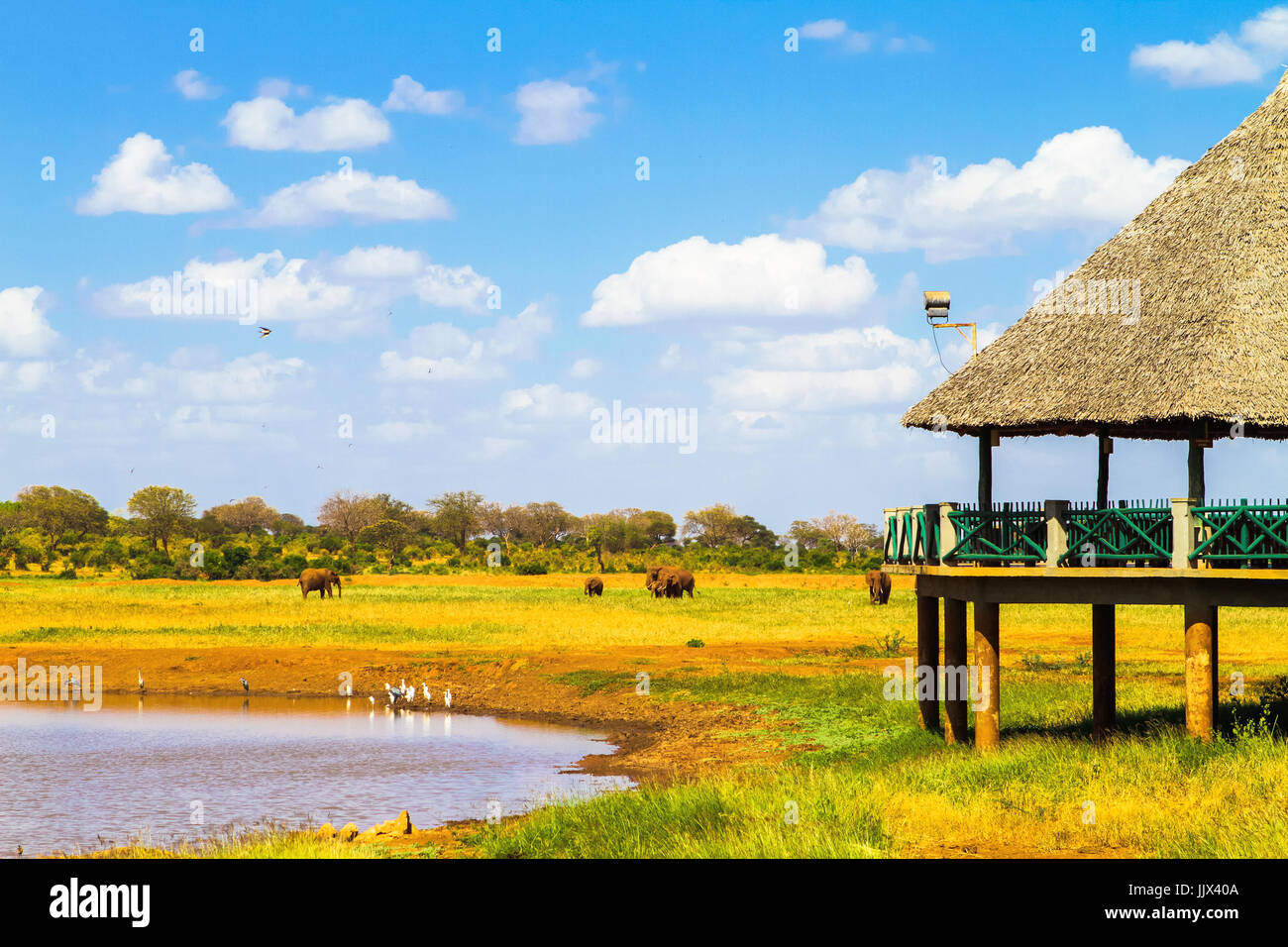 Wildlife watching Lodge. Tsavo Ost Nationalpark. Kenia Stockfoto