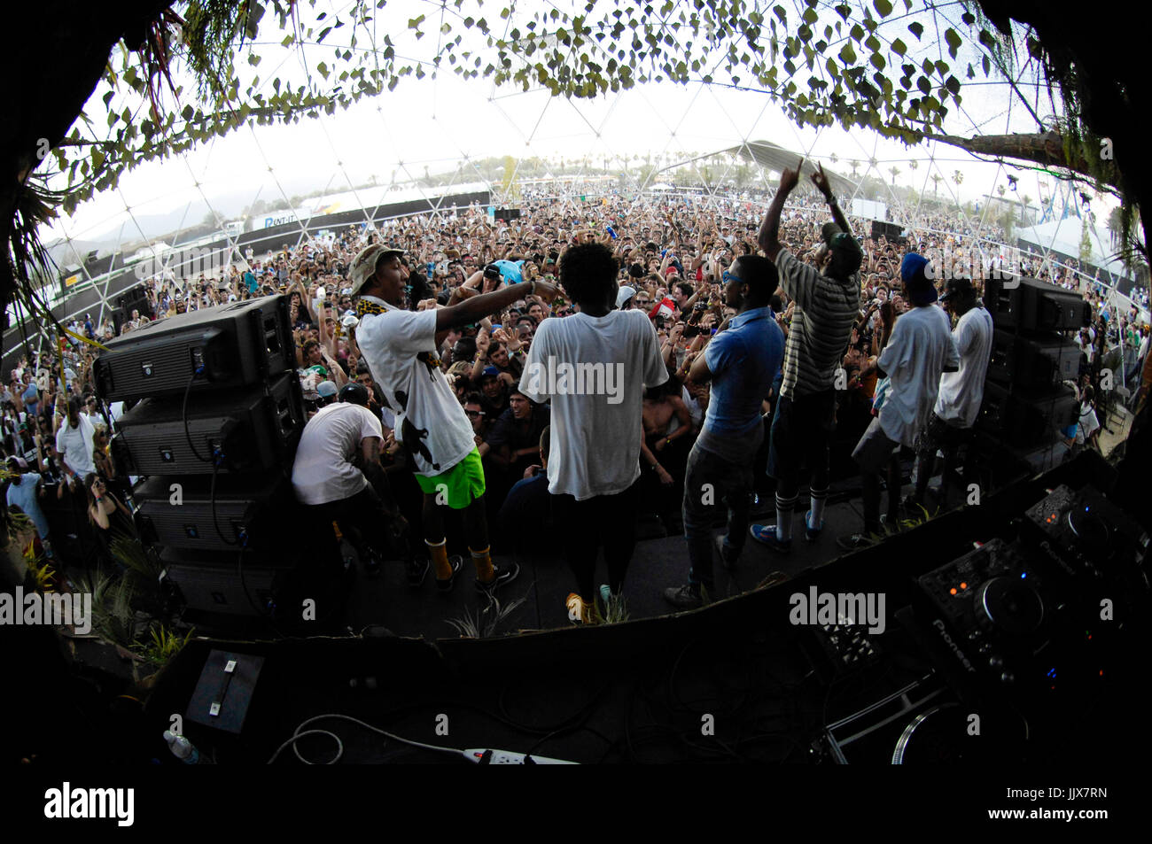 Lil B based God Wolf Gang (aka Odd Future) führen Bühnenbilder auf 2011 Coachella Music Festival März 16,2011 Indio. Stockfoto