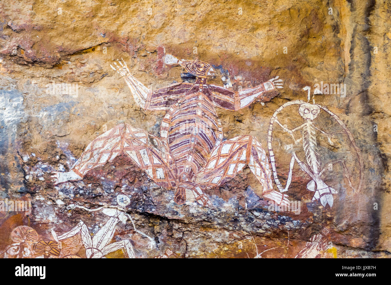 Nourlangie Rock und indigenen Rock malerei galerie Stockfoto