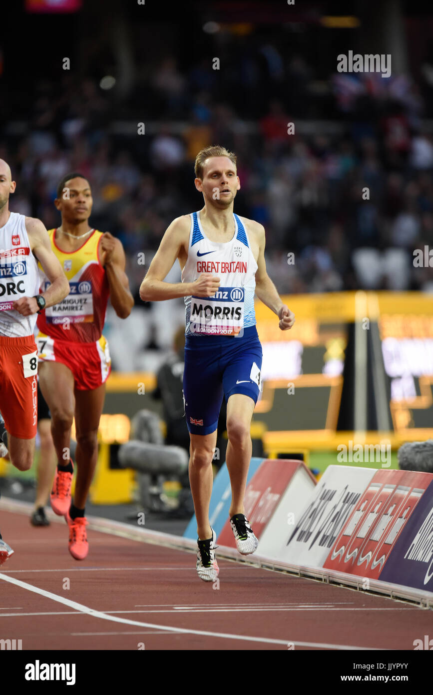 Steve Morris fortgeschritten bis 800m T20 Finale Samstag. Para Leichtathletik-Weltmeisterschaften, London Stadium Stockfoto