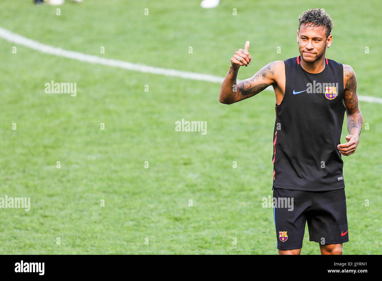 Harrison, USA. 21. Juli 2017. Neymar Jr. von Barcelona während einer Pressekonferenz am Vortag der internationalen Champions Cup match bei der Red Bull Arena in der Stadt von Harrison in den Vereinigten Staaten am Freitag, 21. (FOTO: VANESSA CARVALHO / BRASILIEN FOTO PRESSE) Bildnachweis: Brasilien Foto Presse/Alamy Live-Nachrichten Stockfoto