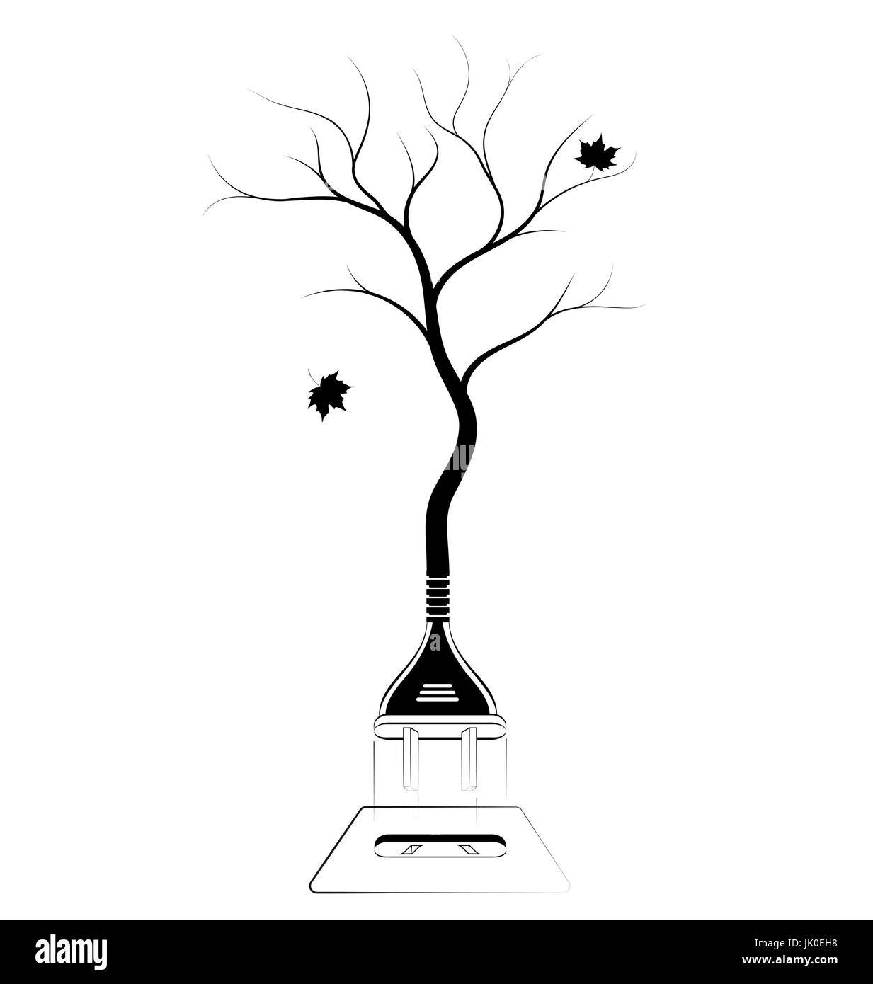 Zeichen oder Logo auf Ökologie und Wald Erhaltung. Einsparung von Energie und Ressourcen. Schwarze Kontur Zeichen. Stock Vektor