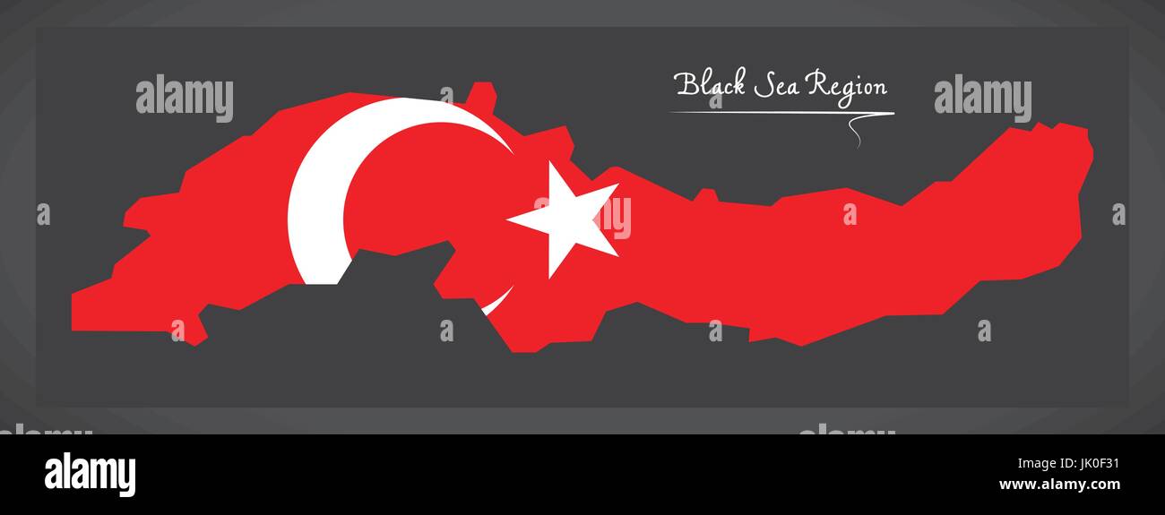 Schwarzmeer-Region der Türkei Karte mit türkischen Nationalflagge illustration Stock Vektor