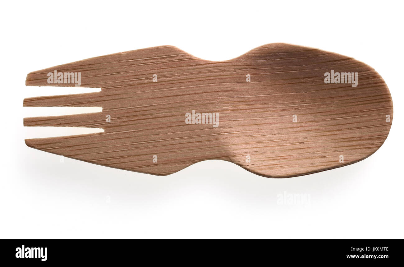 Ein Spork (eine Kreuzung zwischen einer Gabel und einem Löffel) Stockfoto
