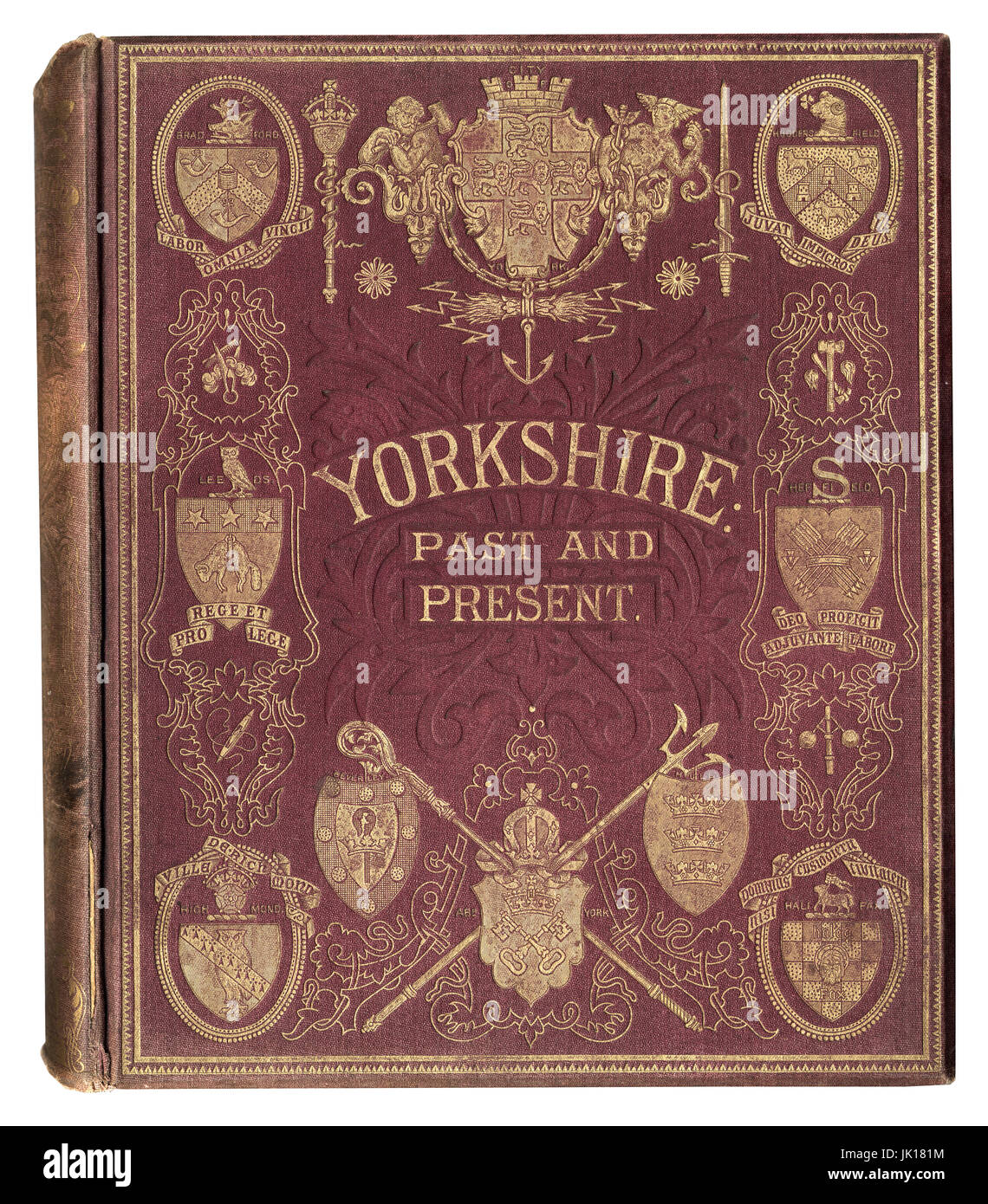Antikes Buchcover, Yorkshire Vergangenheit und Gegenwart Thomas Baines Stockfoto